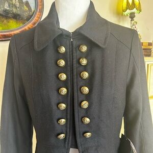 NWT 2OH Two Old Hippies Black Military Jacket Gold Buttons
